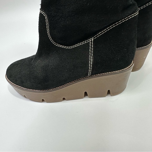 Kors Michael Kors Suede Platform Wedge Boots Black Size 6 - Picture 5 of 16